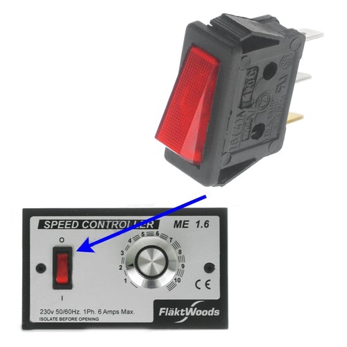 RED ROCKER POWER SWITCH 16A FLAKT-WOODS FAN SPEED CONTROLLER ME1.1 ME1.3 ME1.6 - Picture 12 of 15