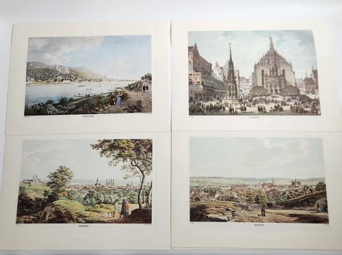 German Art Print Lithograph Portfolio 38 Romantic City and Landscape Scenes - Picture 7 of 7