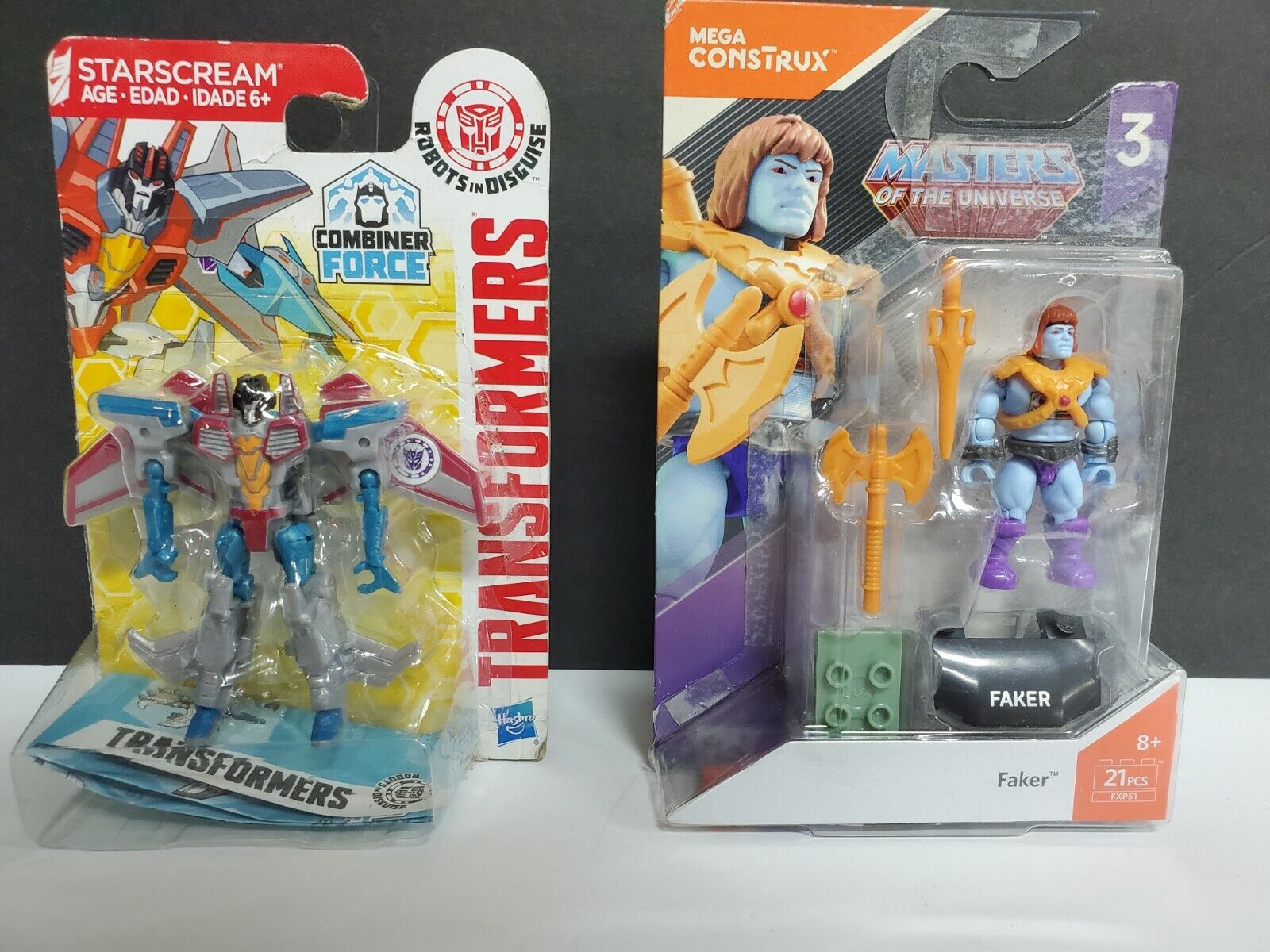 Lot of 2 mini figs Mattel Mega Construx Heroes Faker Building Set  Transformers.