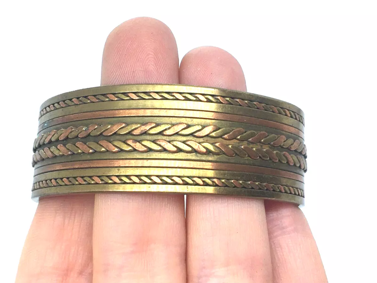 Vintage Woven Twisted Copper Brass Bracelet Cuff Native American Navajo Style