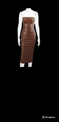 Women Brown Leather Strapless dresses. SIZE SMALL | eBay