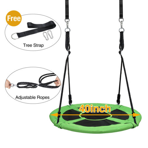 40" Round Saucer Tree Swing 900D Oxford Waterproof Max 700Lbs W/ 2 Hanging Ropes - Picture 25 of 34
