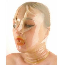 Transparent Latex Hood Open Small Hole for Suffocating Rubber Mask Back Zipper