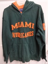 Vintage NCAA Miami Hurricanes Premium Zip Front Hoodie Sweatshirt Men XL