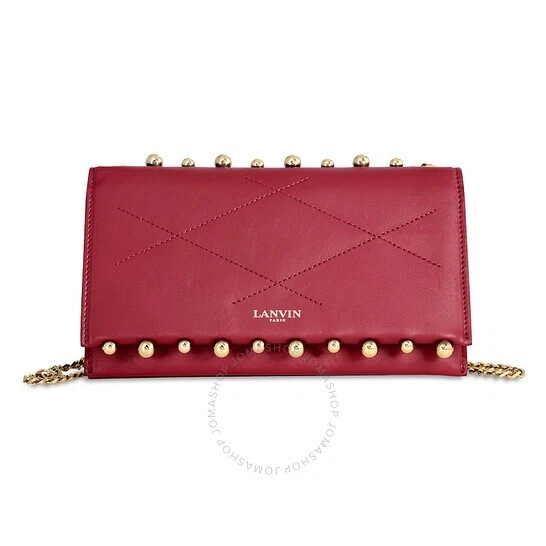 LANVIN 糖珍珠链带斜挎包肩羊皮钱包钱包 - 红色 — 第 4/4 张图片