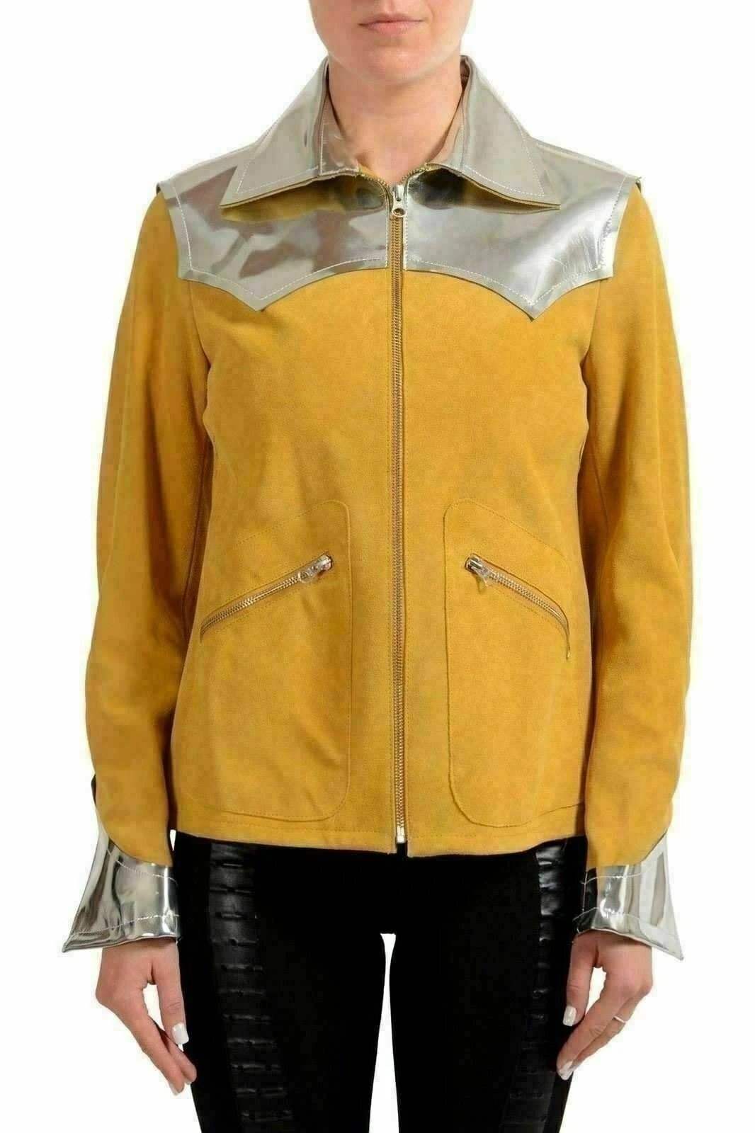 Giacca Base Maison Margiela MM6 100% Pelle Multicolore Donna US M IT 42