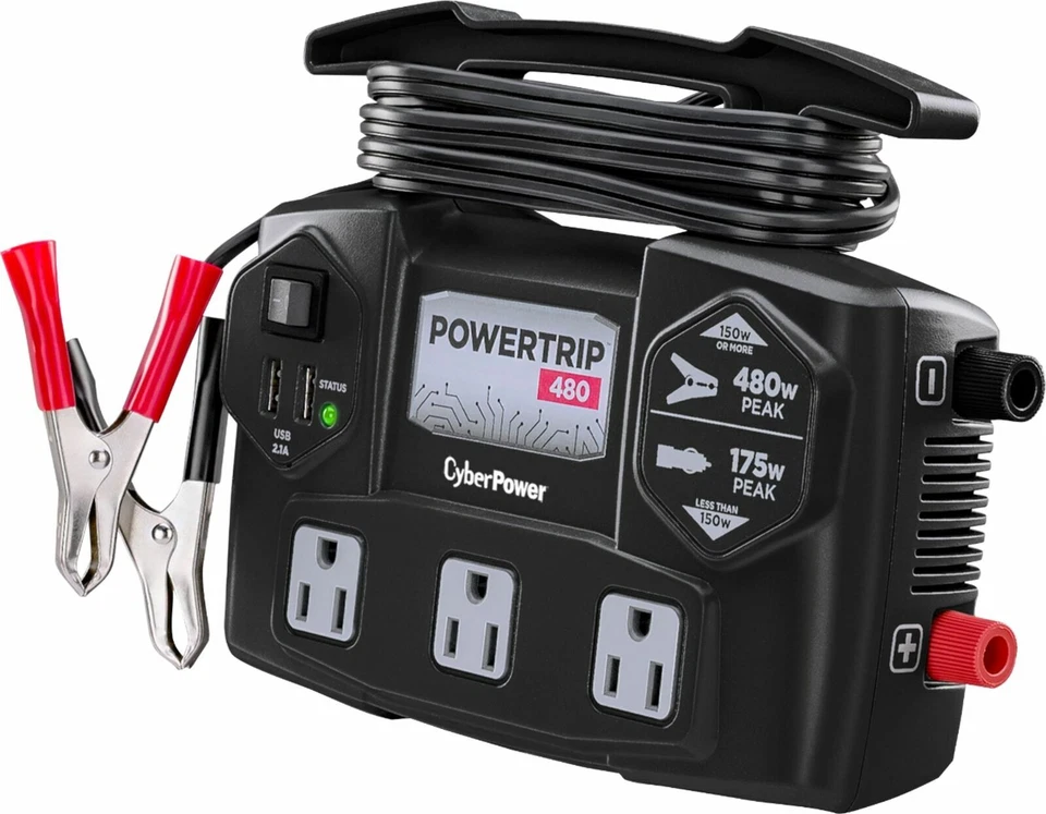 CyberPower Auto/Car PowerTrip 480W Watt Power Inverter w/Dual USB 480 USA - Image 4 of 4
