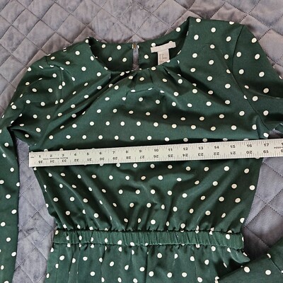 H&M Dress Green Polka Dot Size 6 Long Sleeve Elastic Waist Wide Cuffs  Formal | eBay