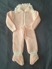 Vintage pink baby jumpsuit & matching cape with white trim - Never worn