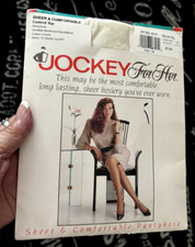 VTG Medium Tall JOCKEY FOR HER Sheer ANTIQUE WHITE Control Top PantyHose PAIR