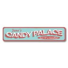 Candy Palace Sign, Personalized Candy Lover Sweet Shop Store Metal Decor Sign