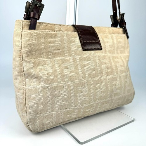 Fendi Mamma Baguette Shoulder Bag Zucca Pattern FF Logo White Canvas Used F/S - Picture 3 of 13