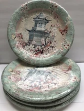 Lot 4 Punch Studio Dinner Plates 43219 Haiku Blossoms (8 per Set), Discontinued!