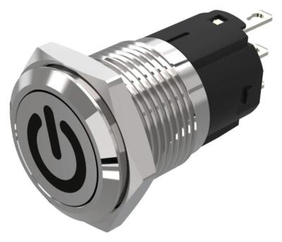 Interruttore a pulsante a scatto 19 mm SPDT ON/OFF Guscio in acciaio inossidabile argento con LED rosso da 220 V Adatto per foro di montaggio da 19 mm