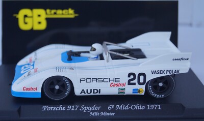 GB track Porsche 917 Spyder 6° Mid-Ohio 1971 No 20 Milt Minter Neu Box Blau Weiß
