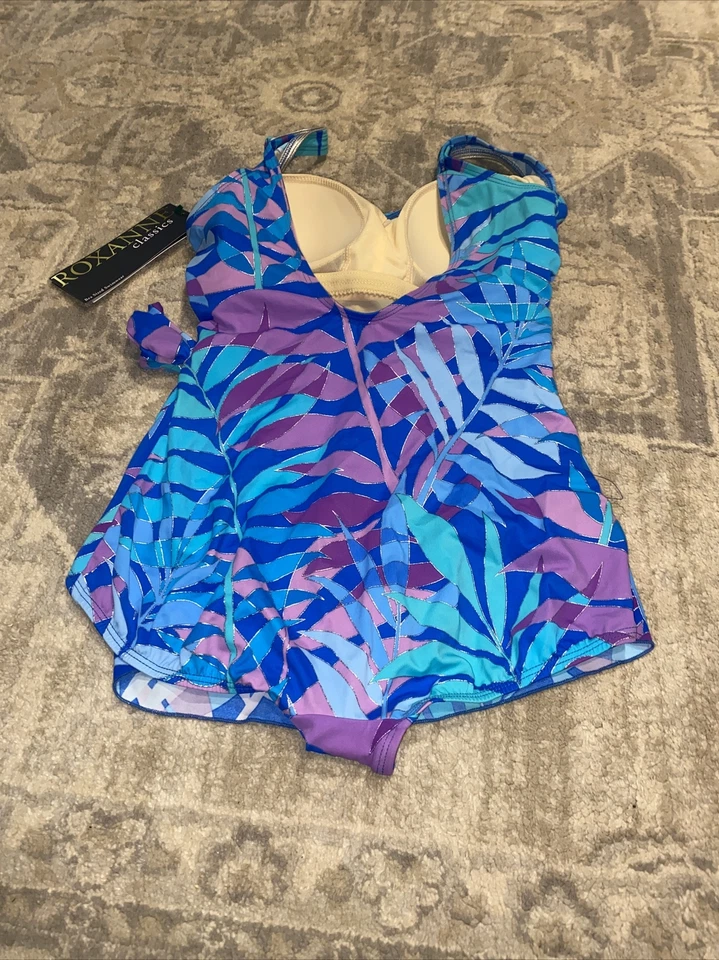 Nuevo traje de baño de una pieza para mujer Roseanne azul púrpura faja, EE. UU. 12/36D Foto 4 de 4