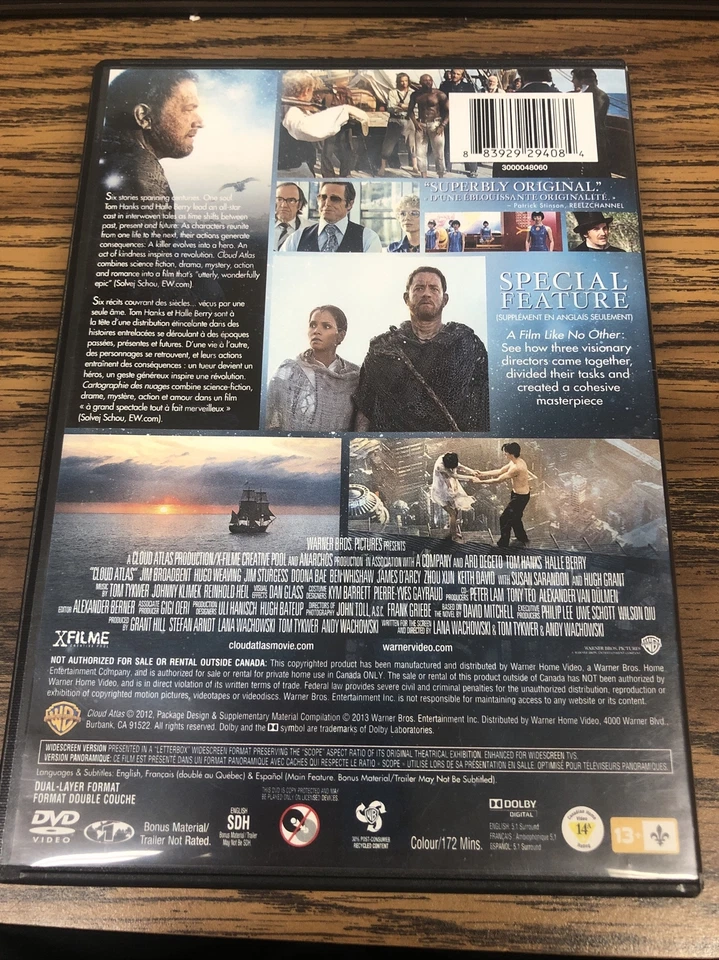 Cloud Atlas (DVD, 2013, Canadian) Tom Hanks, Halle Berry, Hugo Weaving - Image 2 of 2