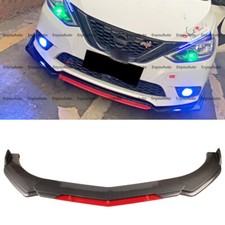 For Nissan Versa Universal Front Bumper Lip Spoiler Splitter Carbon Fiber Red For Nissan Versa Universal Front Bumper Lip Spoiler Splitter Carbon Fiber Red