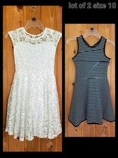 Emily West Girls black/white stripped Just Kids Sequins White Dress Size 10