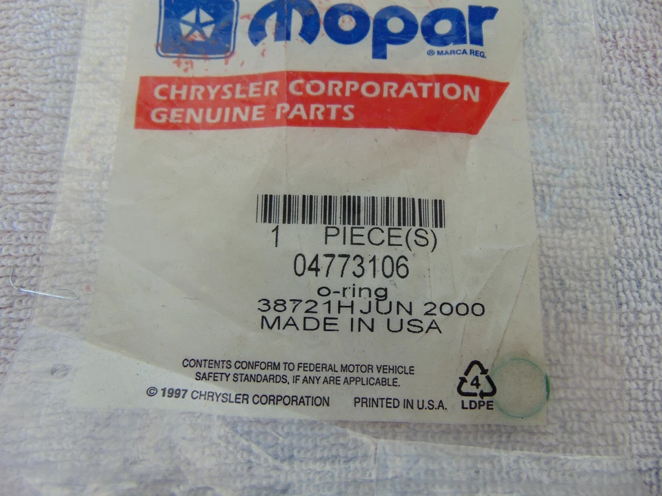 JEEP CHEROKEE COMANCHE WAGONEER VÁLVULA DE ALIVIO DE PRESIÓN AIRE ACONDICIONADO ANILLO TÓRICO 04773106 Foto 2 de 2