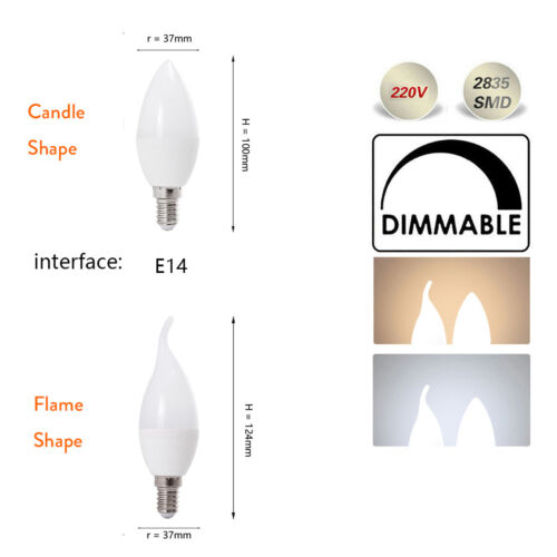 Dimmable Led Candle Bulb 220v 240v Light Bulbs 5w E14 B15 E12 3000k 4500k 6000k - Picture 15 of 15