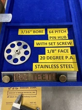 ONE PIC DESIGN STAINLESS STEEL PRECISION SPUR GEAR 64 PITCH 160 TEETH 3/16" BORE