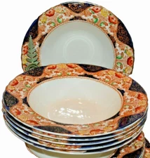 RARE ANTIQUE c.1930s MYOTT SON ENGLAND CORONA H.W. 330 LOT 8 SOUP RIMMED BOWLS  