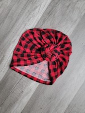 Buffalo Plaid Baby Head Wrap. Top Knot. 0-3m. Turban.