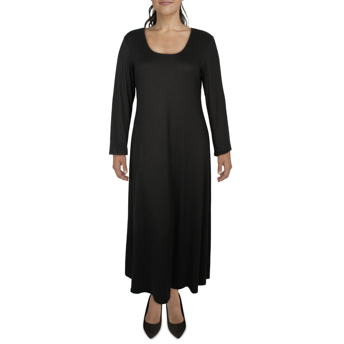 24seven Comfort Apparel Женское длинное макси-платье с круглым вырезом плюс BHFO 3553