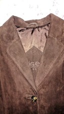 Designer Olsen Brown 100% Real Suede Jacket Oversized Uk 10/12