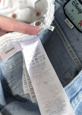 Gucci X Disney Mickey Embroidery Wide Leg Blue Jeans - size 27 | eBay