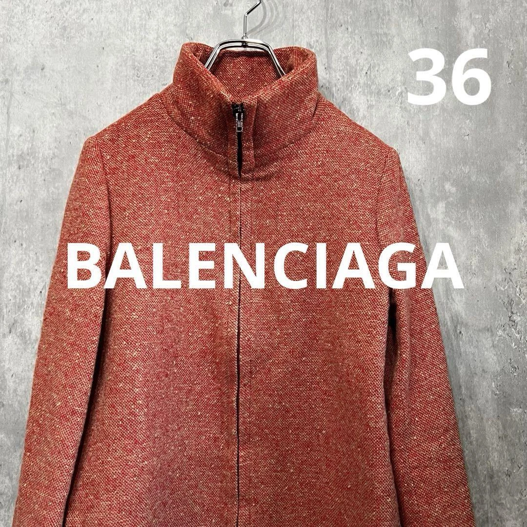 Autentica giacca Balenciaga zip cotone lana nylon arancione taglia 36 donna