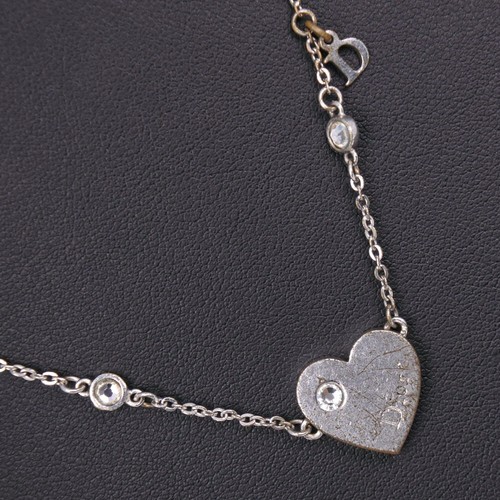 Dior heart Necklace Silver Rhinestone 
