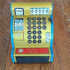 Vintage 1950s Marx Toys tin cash register "Protect Your Future"