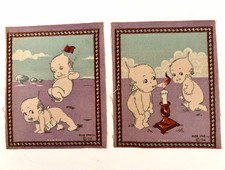 1914 Rose O'Neill Kewpie Felt Flannels - Lot of Two (2) Leap Frog & Candlestick
