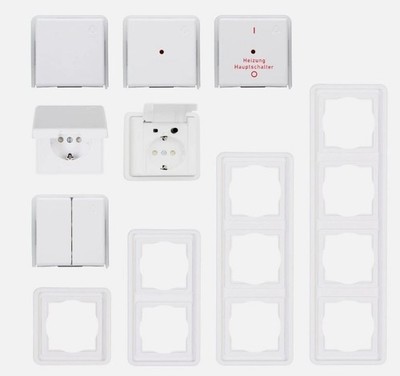 Kopp Feuchtraum IP44 arktis weiß Schalterprogramm Steckdose, Schalter, Rahmen