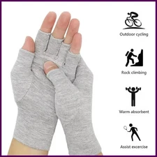 Premium Bamboo Arthritis Gloves 1Pair Compressive Fingerless Design.