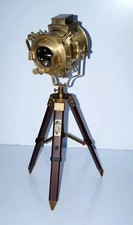 Brass Spotlight & Tripod Floor Lamp Nautical Spotlight Vintage Searchlight
