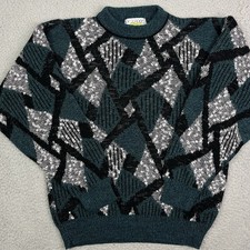 Le Tigre Knit Hip Hop Grandpa Crew Sweater Mens M Vintage 90s Made In USA