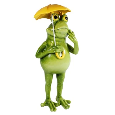 Gartenfigur Frosch mit Regenschirm wetterfest 40 cm – Dekofigur aus Polyresin - Bild 1 von 4