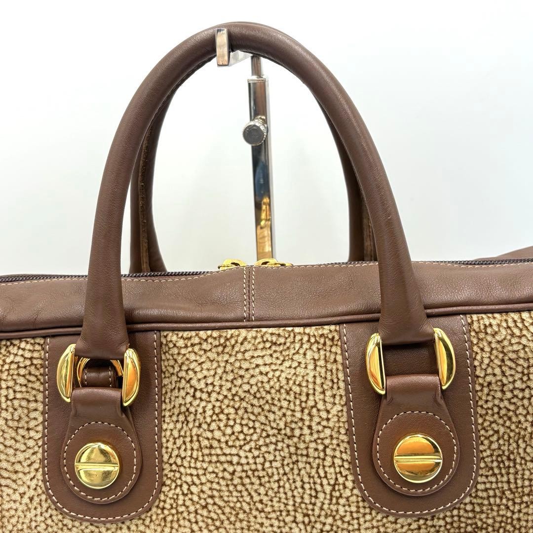 Borbonese Redwall Quail Pattern Leather Business … - image 10