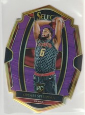 18-19 OMARI SPILLMAN RC 48/99 PANINI SELECT PREMIER LEVEL PURPLE DIE-CUT PRIZM