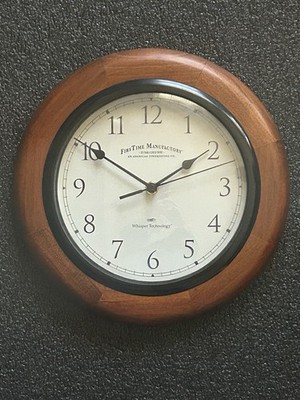 FirsTime & Co. Round 11.5  Wall Clock   Walnut   Whisper Technology (Silent)