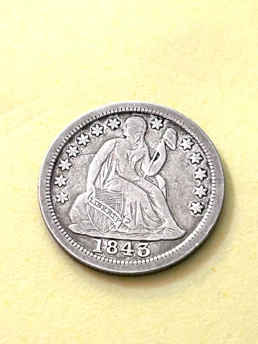 1843 P Mint Seated Liberty Dime Silver 10C Coin CHOICE  VF
