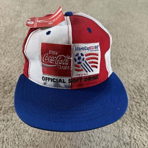 Vintage World Cup USA 94 Snapback Hat Cap Red White Blue USA Coca-Cola Soda 90s