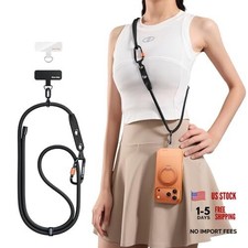 Phone Lanyard with Hanging Loops, Adjustable Anti Theft Phone Strap 1-black