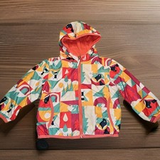 Columbia Kids Reversible Hooded Jacket 4/5 Multicolor Animal Print Red Rain Coat