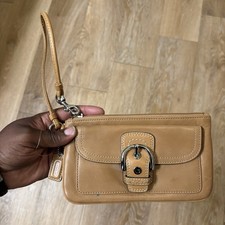 COACH Soho Hampton Tan Brown Leather Wristlet Clutch w/ Hang Tag Vintage