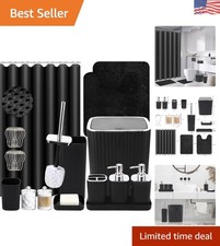 Gorgeous Black Silver Bathroom Set - 25-Piece with Shower Curtain Rugs