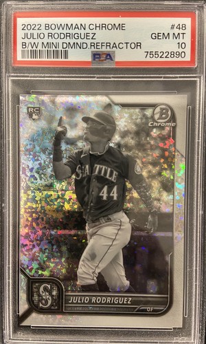 2022 Bowman Chrome Julio Rodriguez RC B&W Mini Diamond Refractor #/199 PSA 10